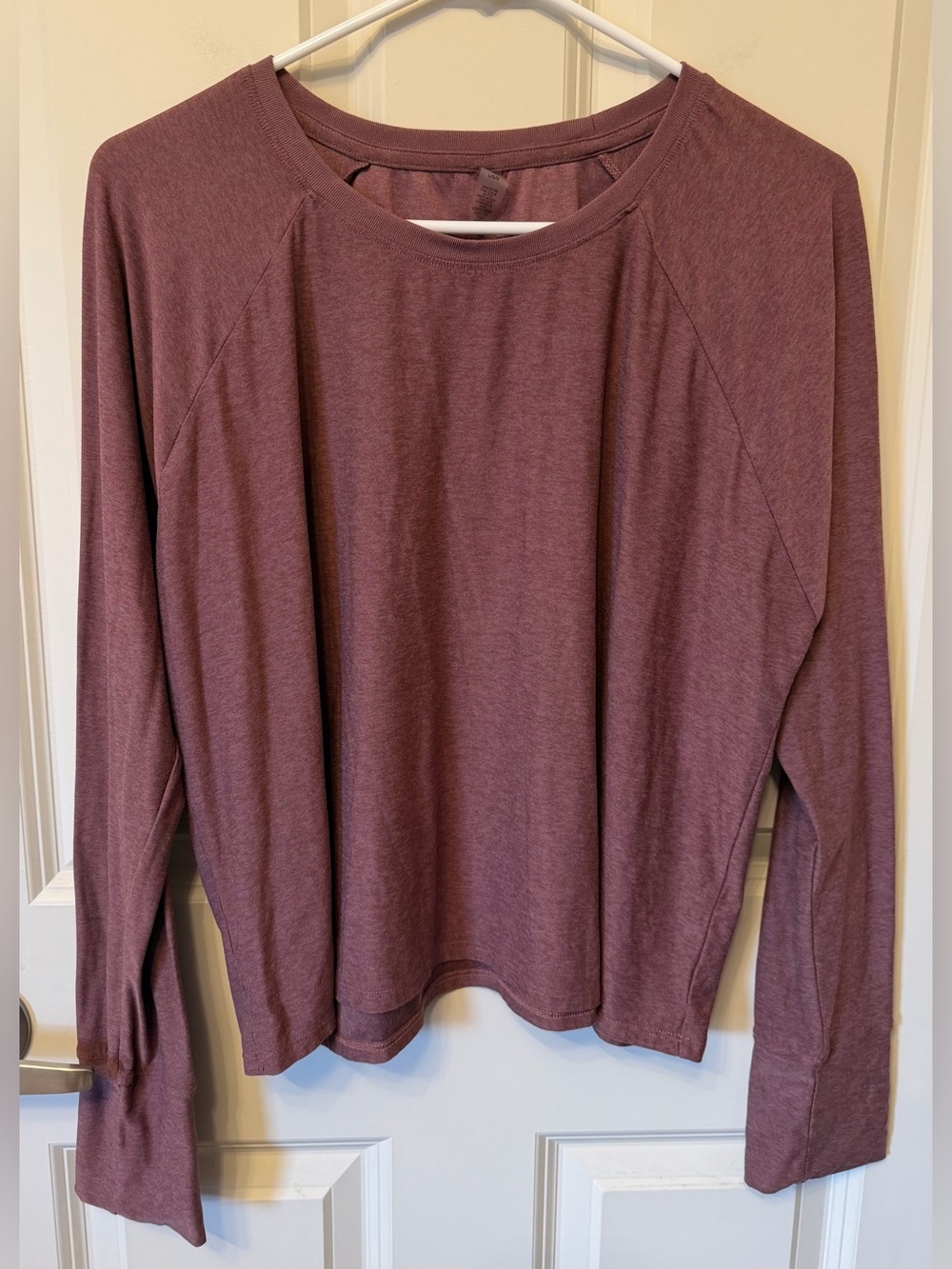 Beyond Yoga Lightweight Heather Boxy Long Sleeve Tee, Purple, Large